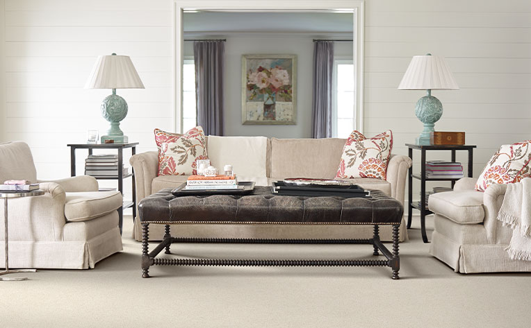 cream carpet in living room